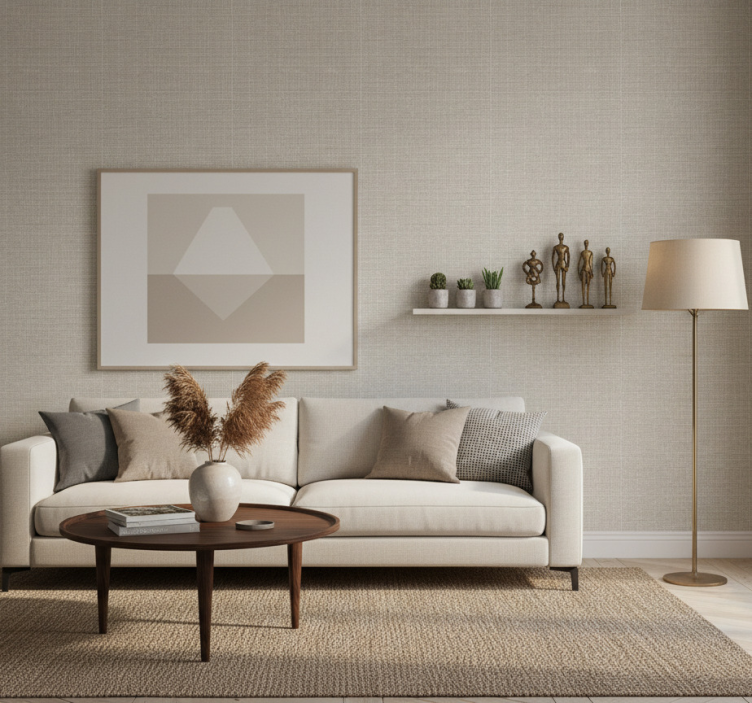 Papel de parede para sala com textura neutra elegante - TenStickers