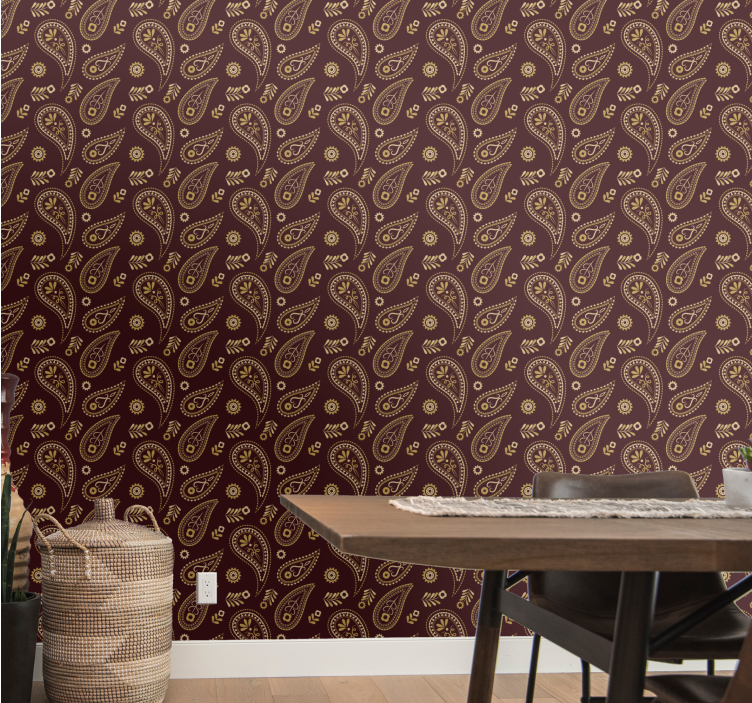 papel de parede para sala de jantar design de padrão paisley - TenStickers