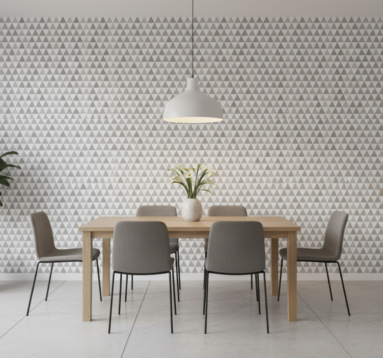 Papel de parede para sala de jantar em tons de cinza minimalistas - TenStickers