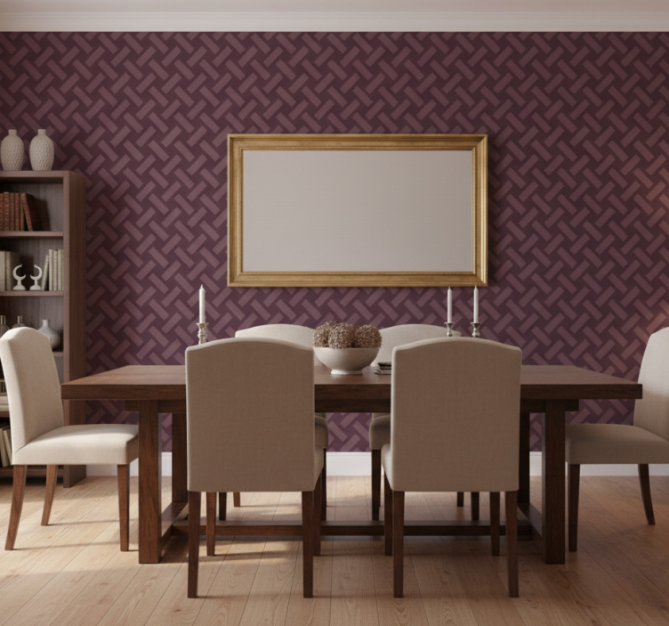 Papel de parede para sala de jantar padrão quadrado roxo - TenStickers