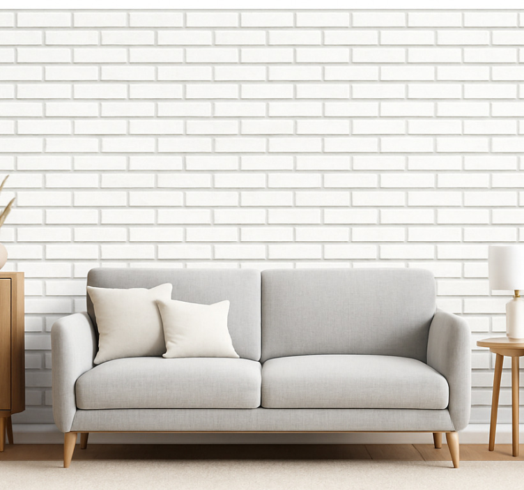 Papel de parede para sala design de tijolo branco - TenStickers
