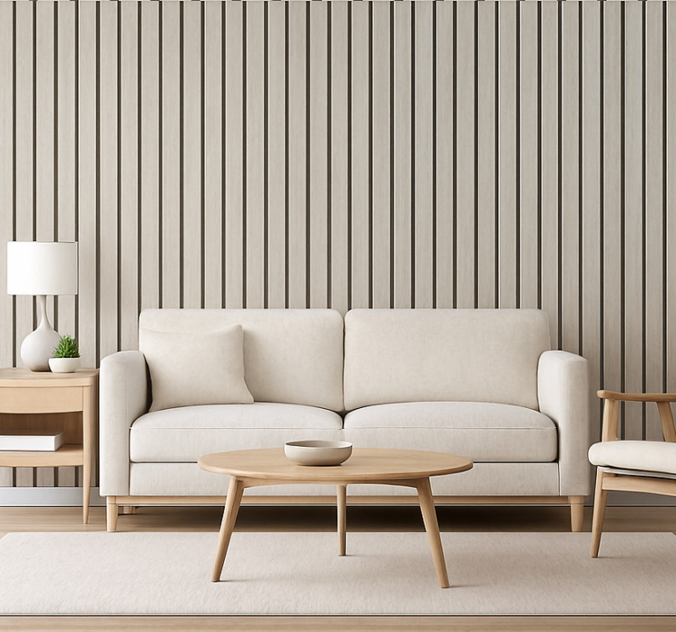 Papel de parede para sala design em madeira cinza claro - TenStickers