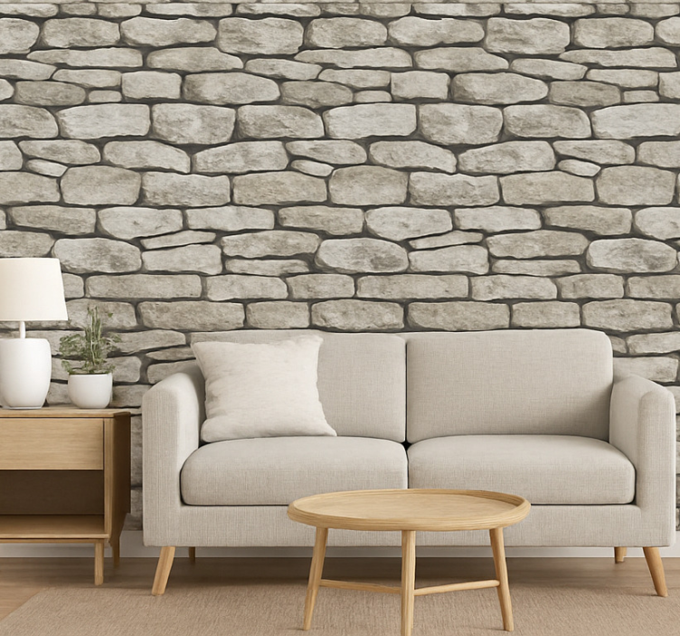 Papel de parede para sala efeito pedra 3d - TenStickers