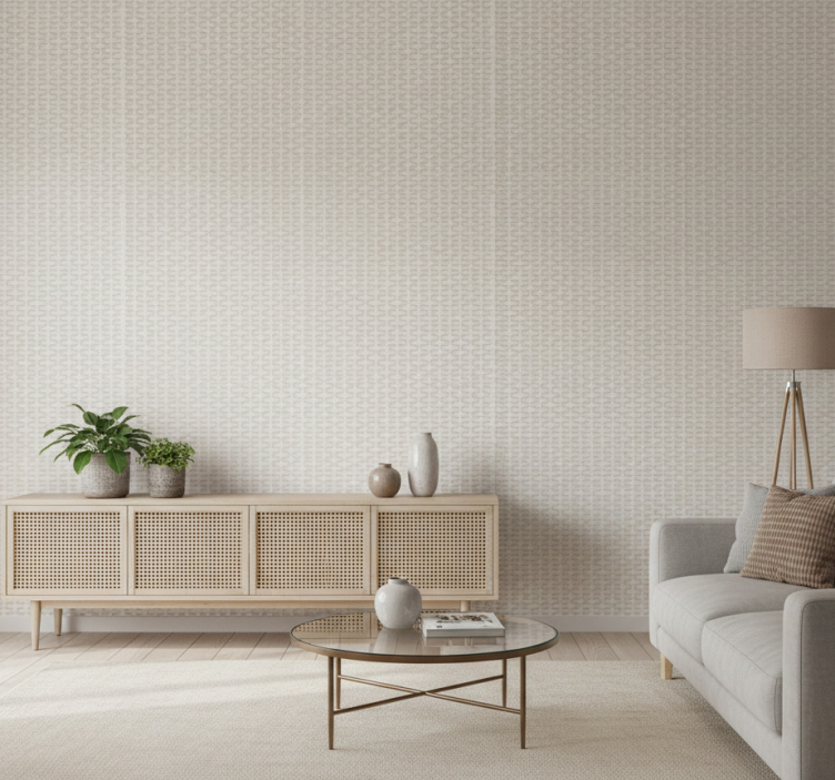 Papel de parede para sala efeito rattan branco - TenStickers