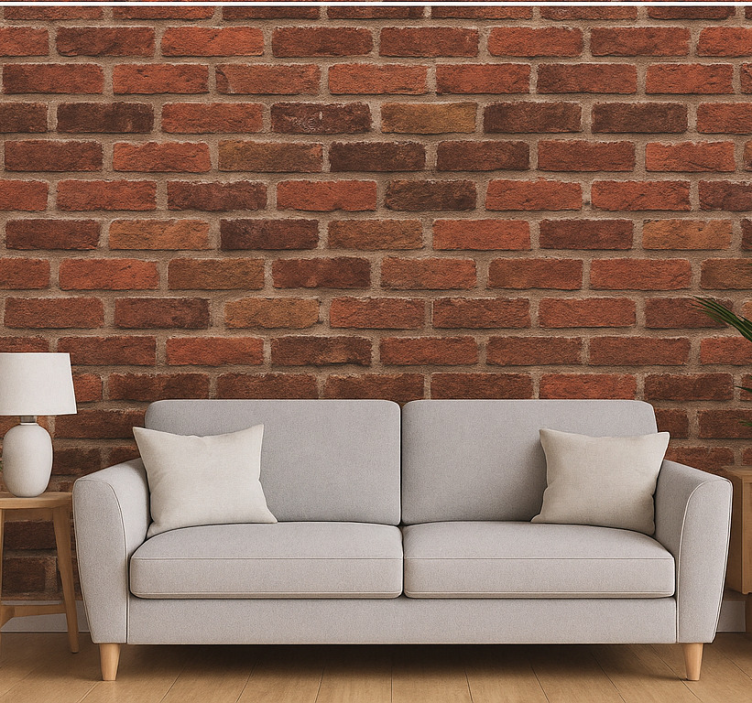 Papel de parede para sala efeito tijolo vermelho - TenStickers