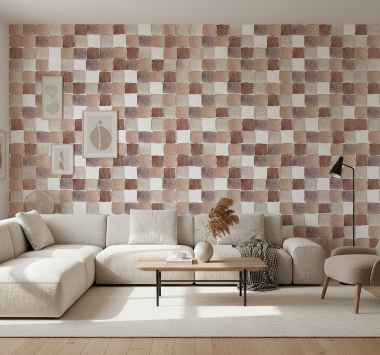 Papel de parede para sala em aquarela de tons terra - TenStickers