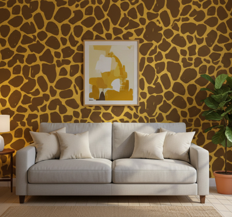 Papel de parede para sala estampa de girafa - TenStickers