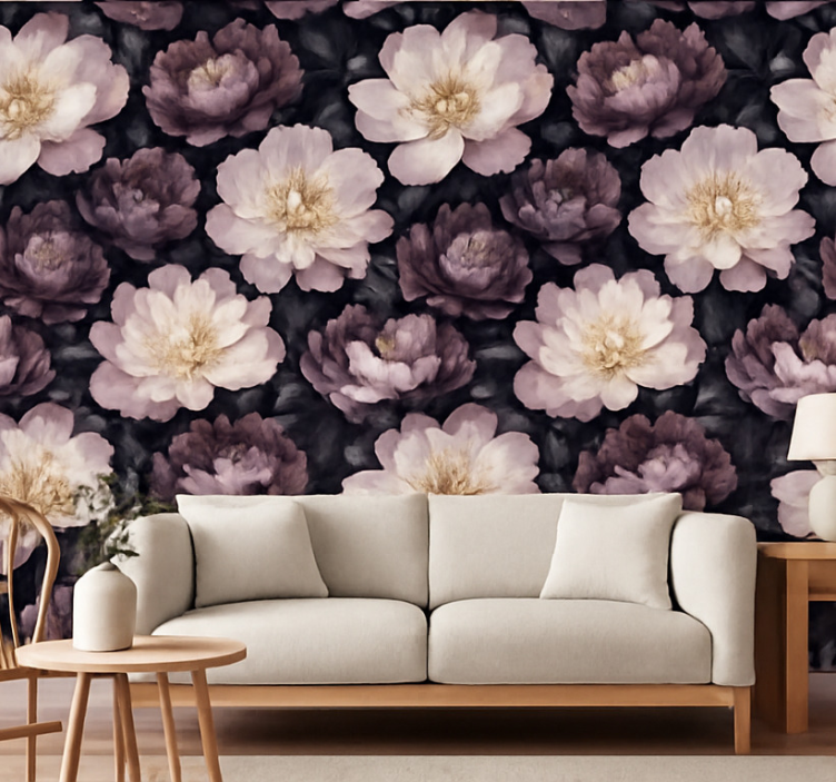 Papel de parede para sala floral escuro - TenStickers