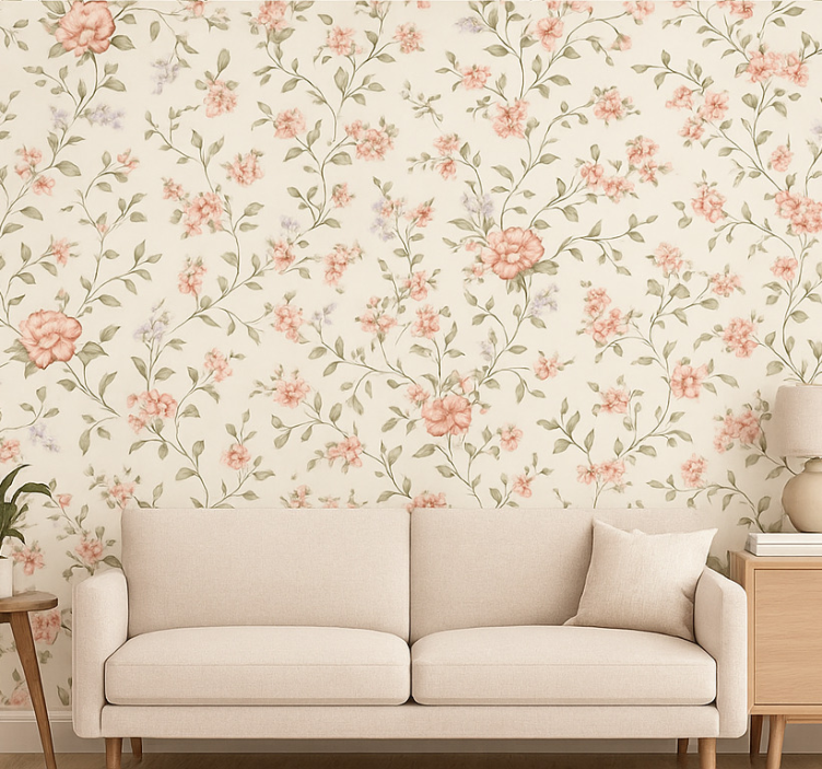 Papel de parede para sala floral fantástico - TenStickers