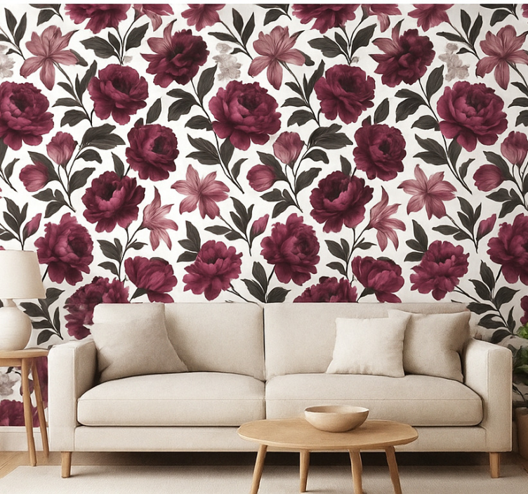 Papel de parede para sala floral holandês sombrio - TenStickers