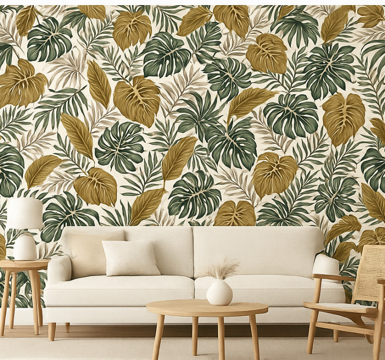 Papel de parede para sala floral neutro - TenStickers