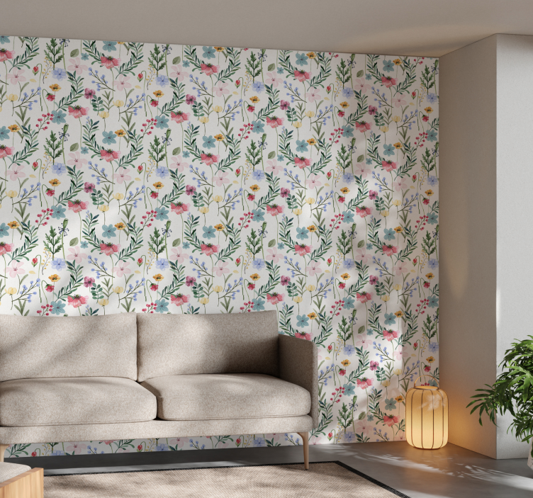 Papel de parede para sala flores e plantas - TenStickers