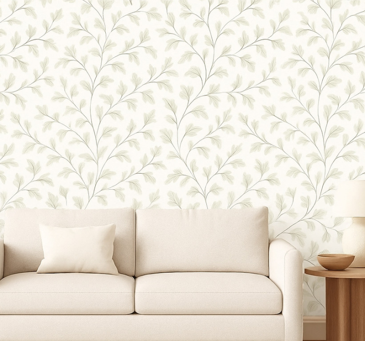 Papel de parede para sala folha sutil - TenStickers