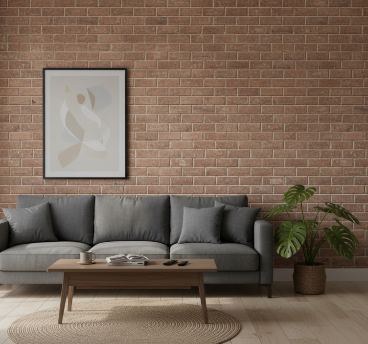 Papel de parede para sala ilusão de tijolos - TenStickers