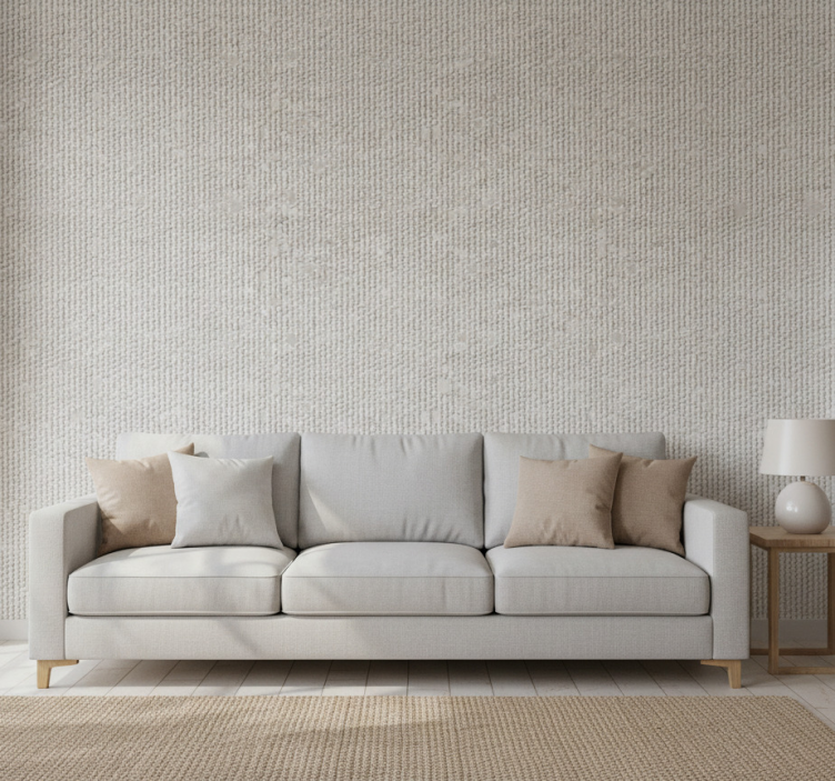 Papel de parede para sala imitação de fibra natural branca - TenStickers