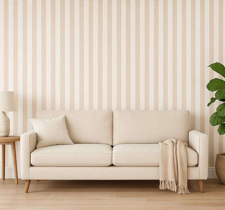Papel de parede para sala listrado bege - TenStickers