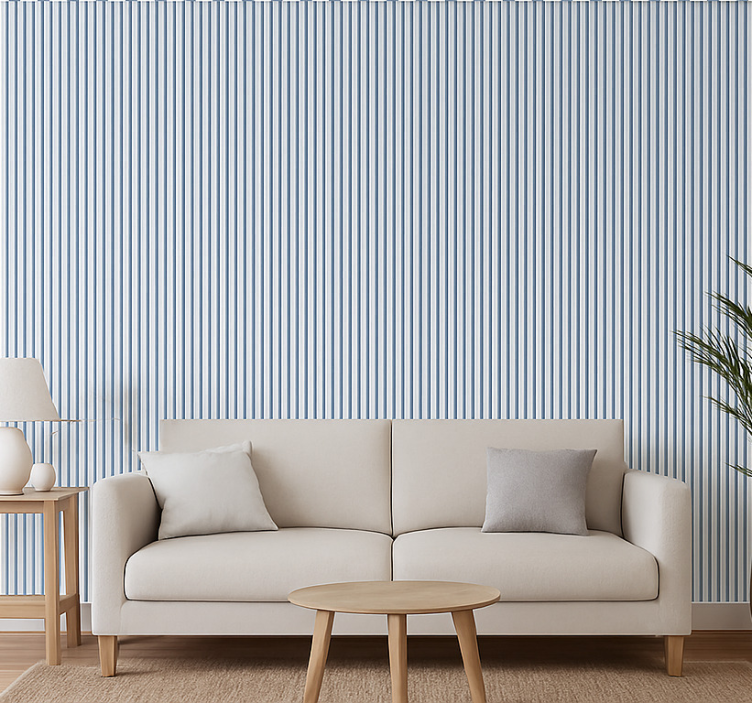 Papel de parede para sala listras azuis e brancas - TenStickers