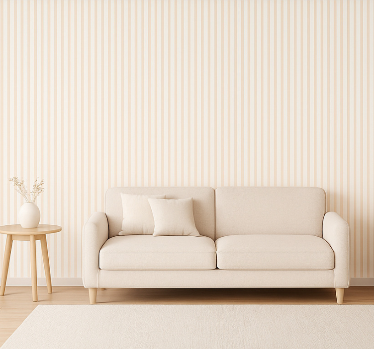 Papel de parede para sala listras finas bege e branca - TenStickers