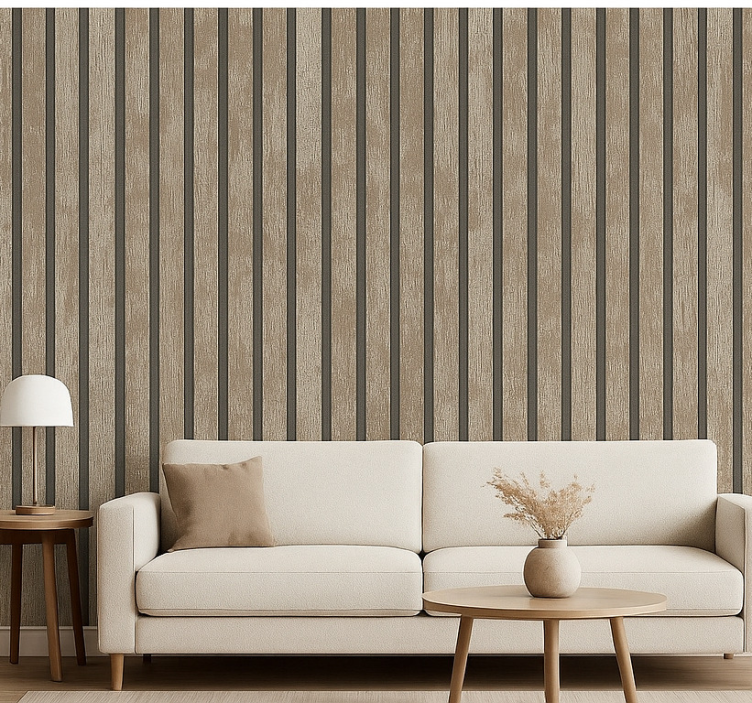 Papel de parede para sala madeira rústica - TenStickers