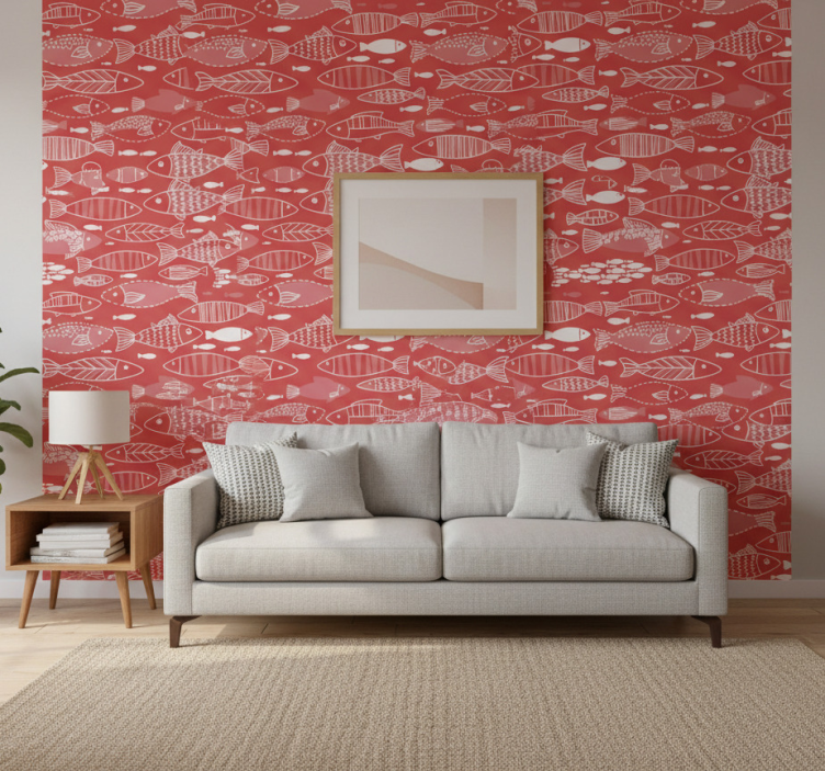 Papel de parede para sala muitos peixes no mar - TenStickers