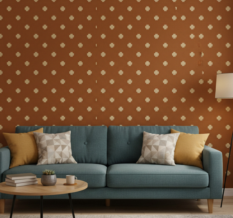 Papel de parede para sala padrão de bolinhas tricotadas - TenStickers