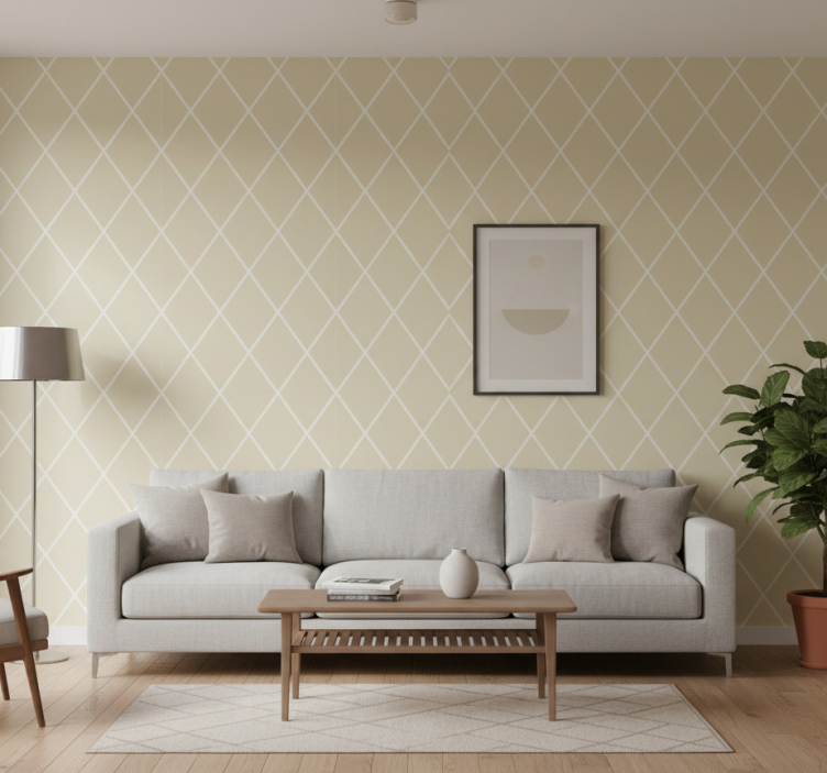 Papel de parede para sala padrão diagonal geométrico - TenStickers