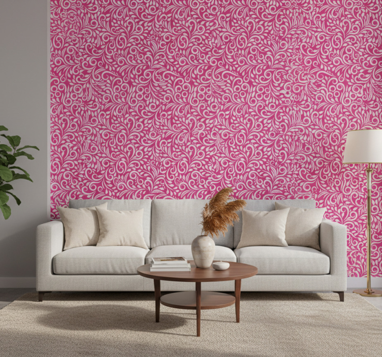 Papel de parede para sala padrão floral espiral - TenStickers