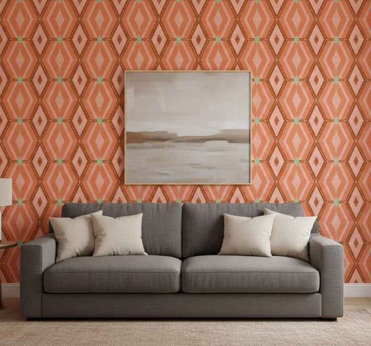 Papel de parede para sala padrão hexagonal geométrico - TenStickers