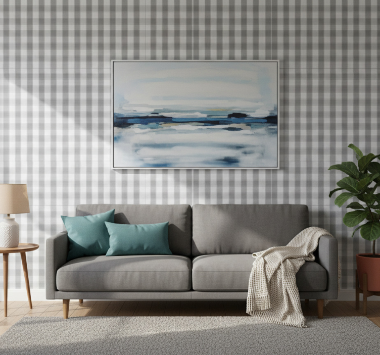 Papel de parede para sala padrão xadrez clássico - TenStickers