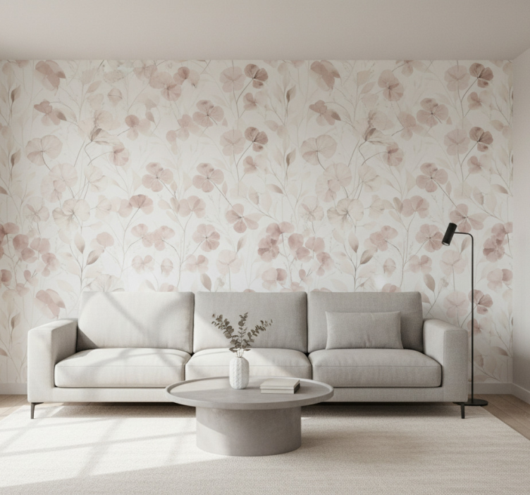 Papel de parede para sala pétala pressionada em aquarela - TenStickers