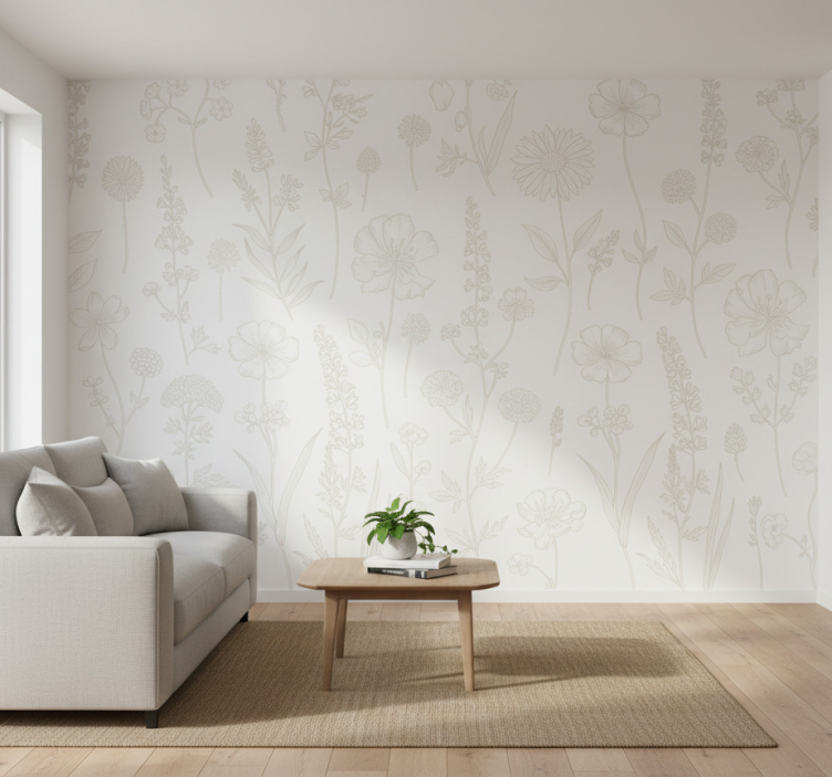 Papel de parede para sala rastro botânico - TenStickers