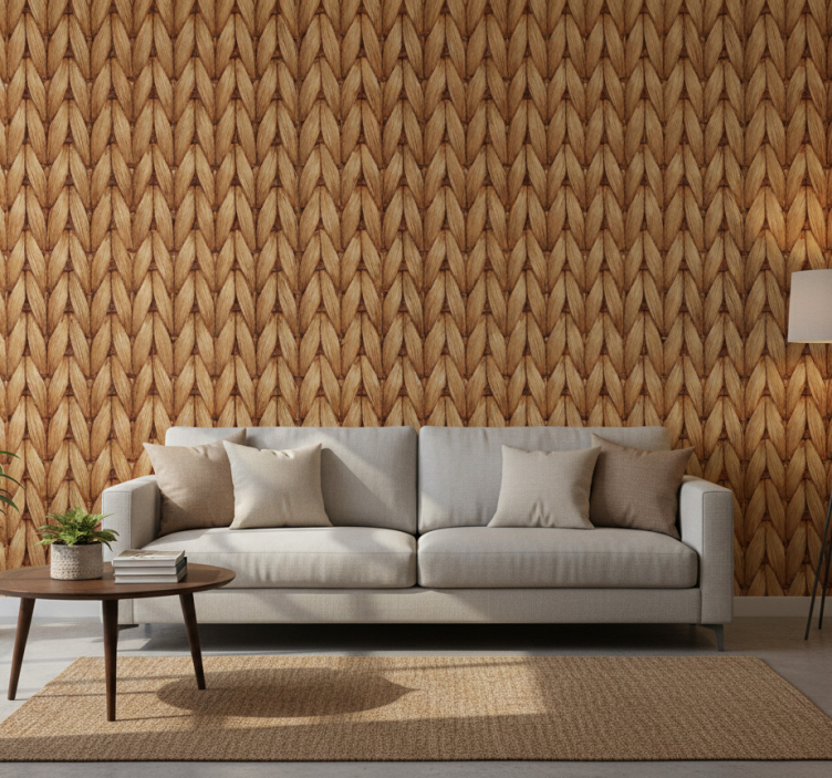 Papel de parede para sala tapete natural trançado - TenStickers
