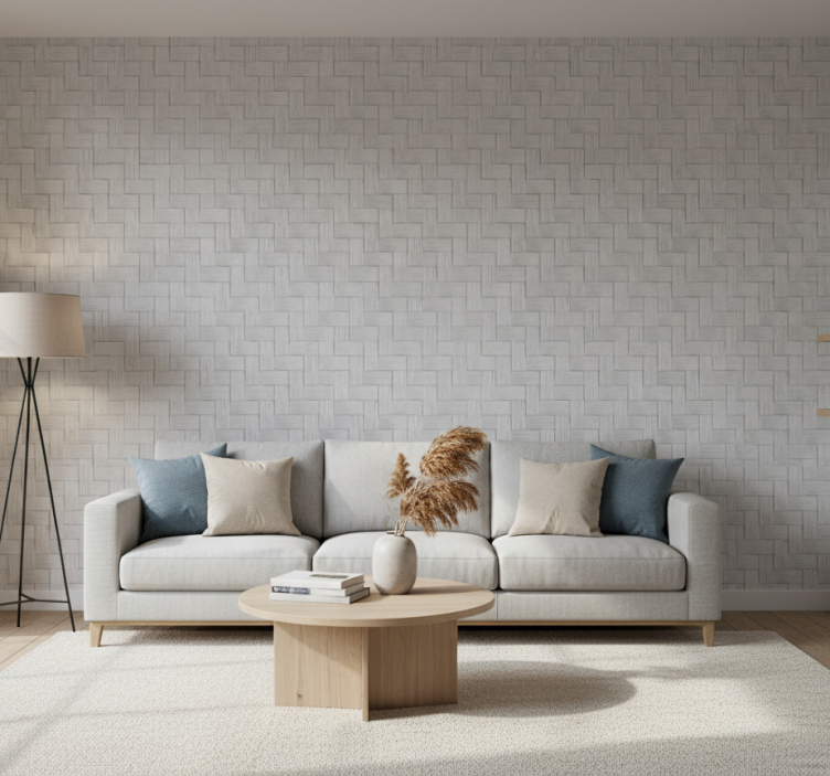 Papel de parede para sala textura cinza tecida - TenStickers