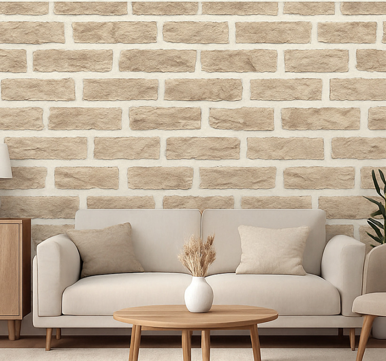 Papel de parede para sala tijolo arenito rústico - TenStickers