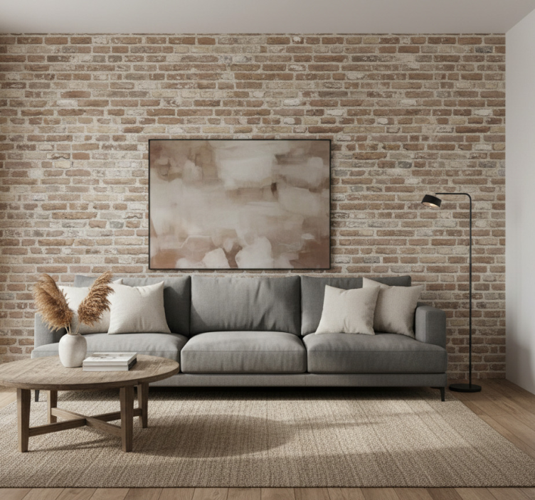 Papel de parede para sala tijolo rústico reaproveitado - TenStickers