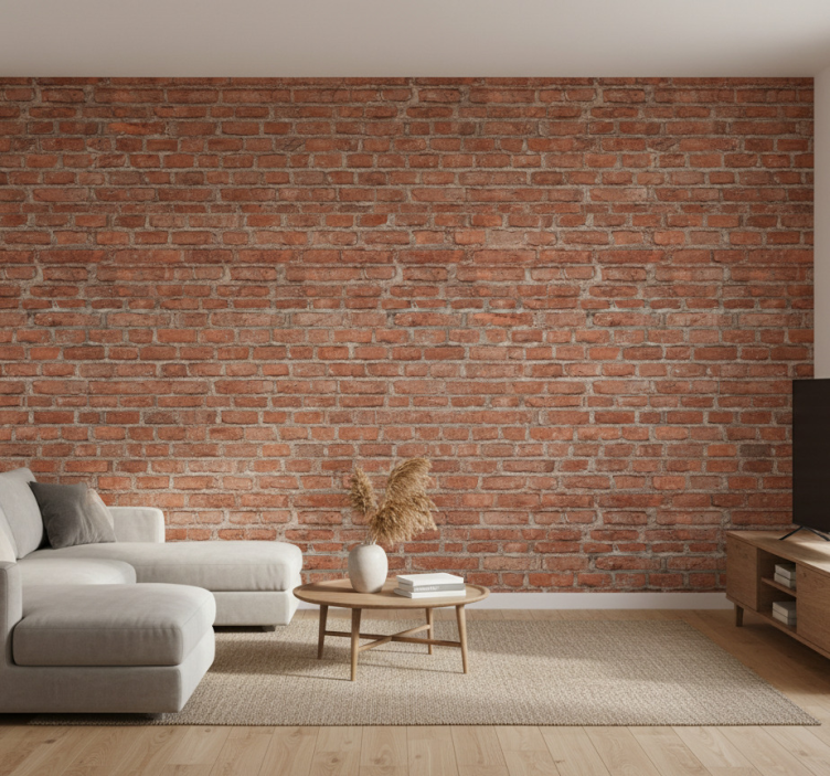 Papel de parede para sala tijolo vermelho clássico - TenStickers