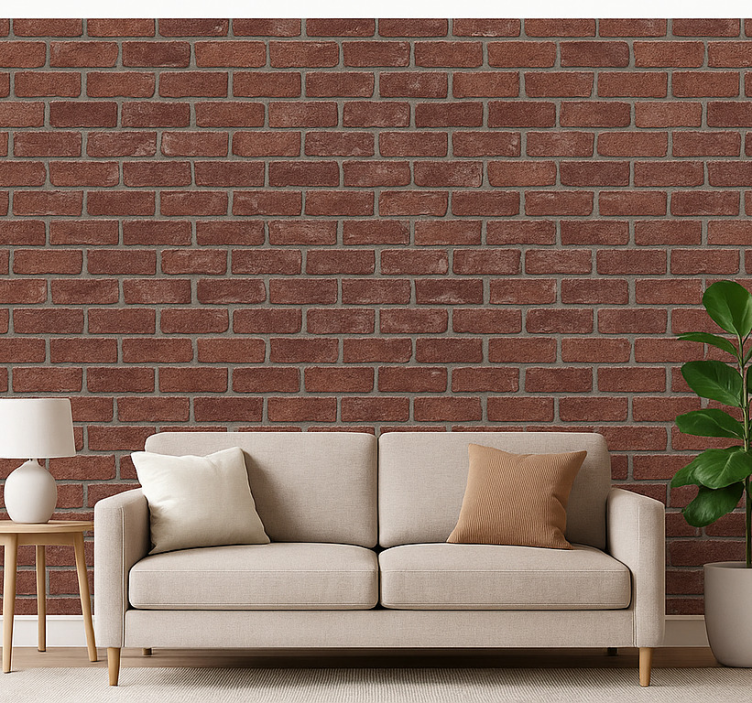 Papel de parede para sala tijolo vermelho industrial - TenStickers