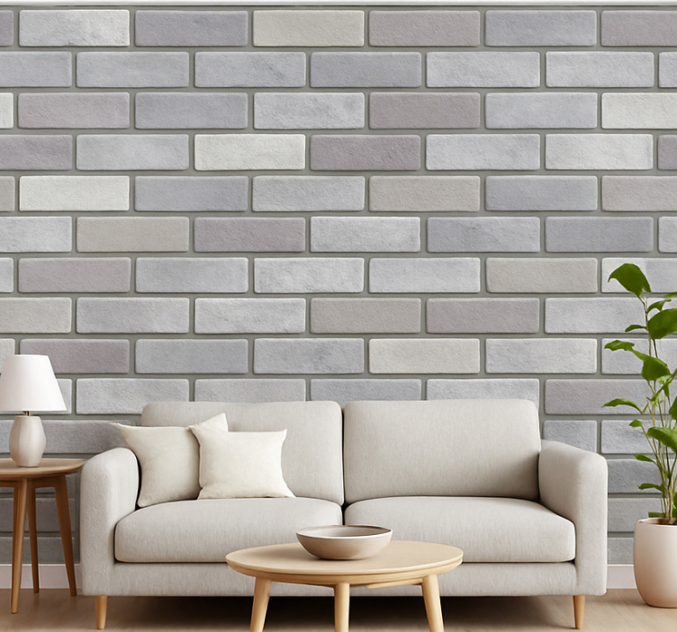 Papel de parede para sala tijolos cinza claro - TenStickers