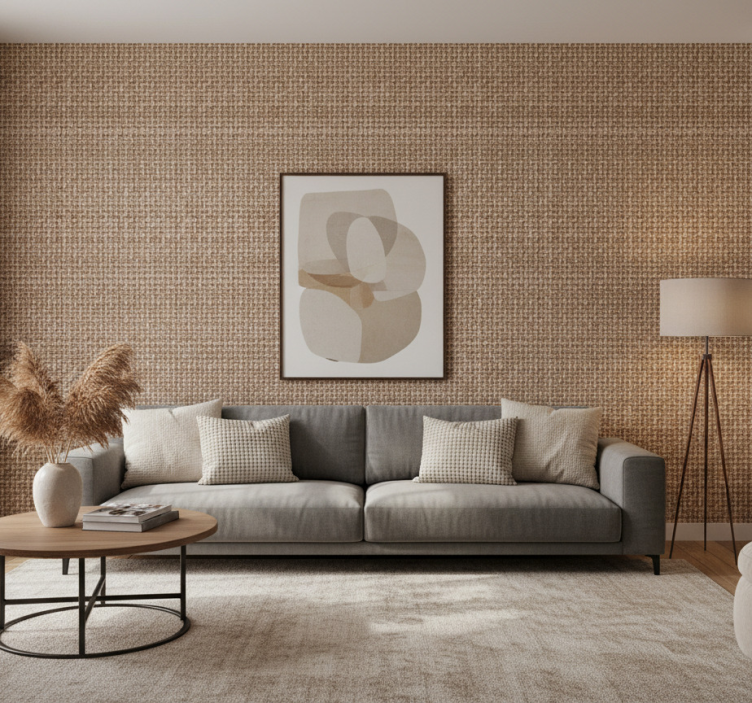 Papel de parede para sala trama de fibra natural - TenStickers