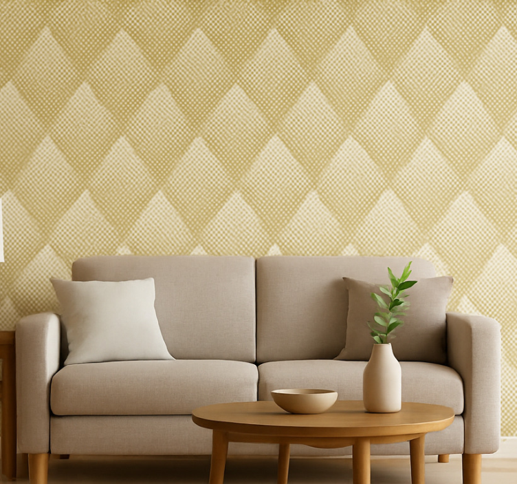 Papel de parede para sala triângulo dourado abstrato - TenStickers