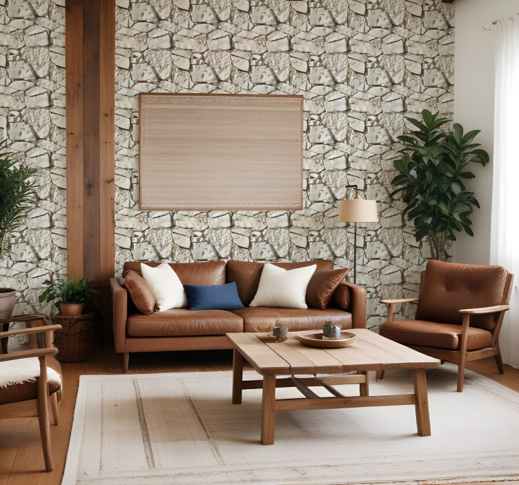 papel de parede pedra bege claro - TenStickers