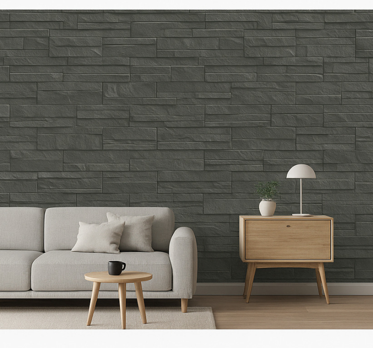 Papel de parede pedra pedra ledge carvão - TenStickers