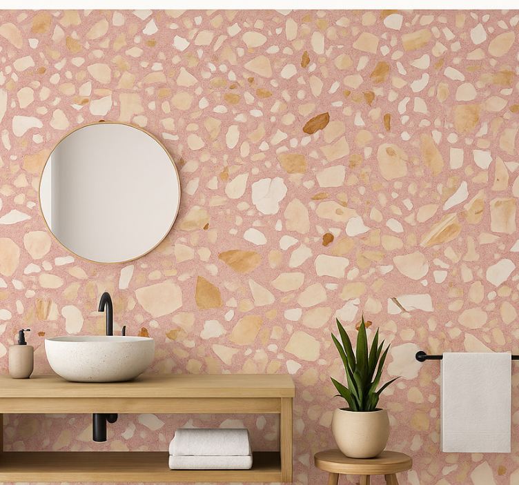 Papel de parede pedra terrazzo terra rosa - TenStickers