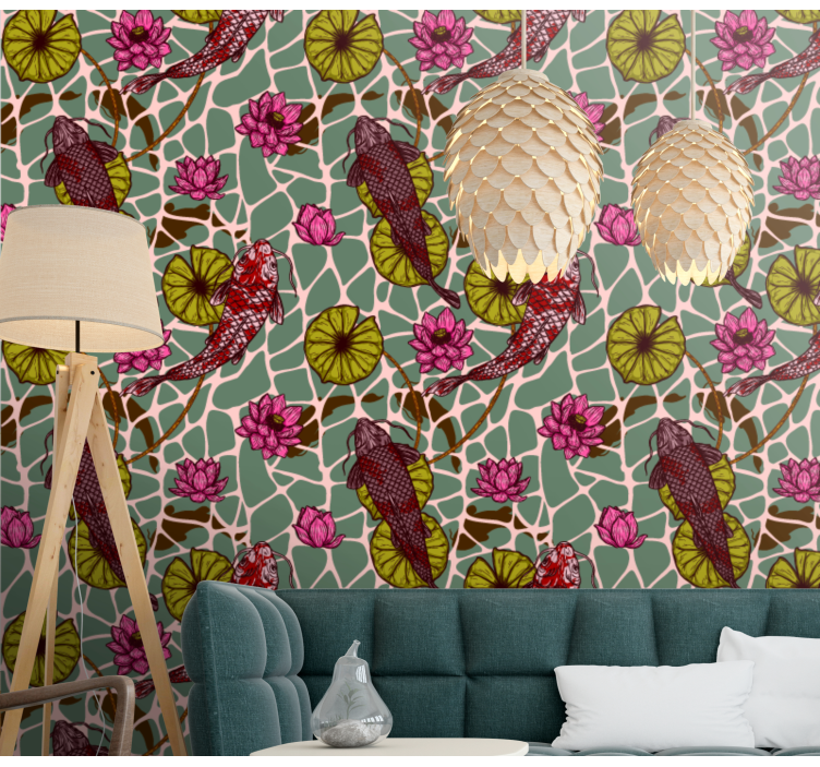 Papel de parede peixes motivo de lago de carpas - TenStickers