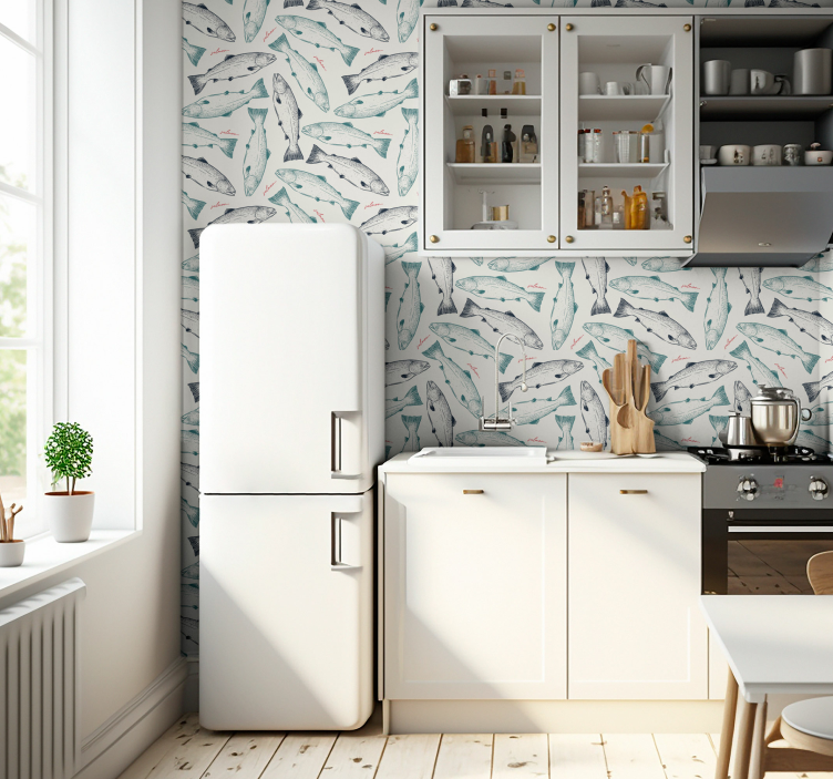 Papel de parede peixes motivo salmão - TenStickers