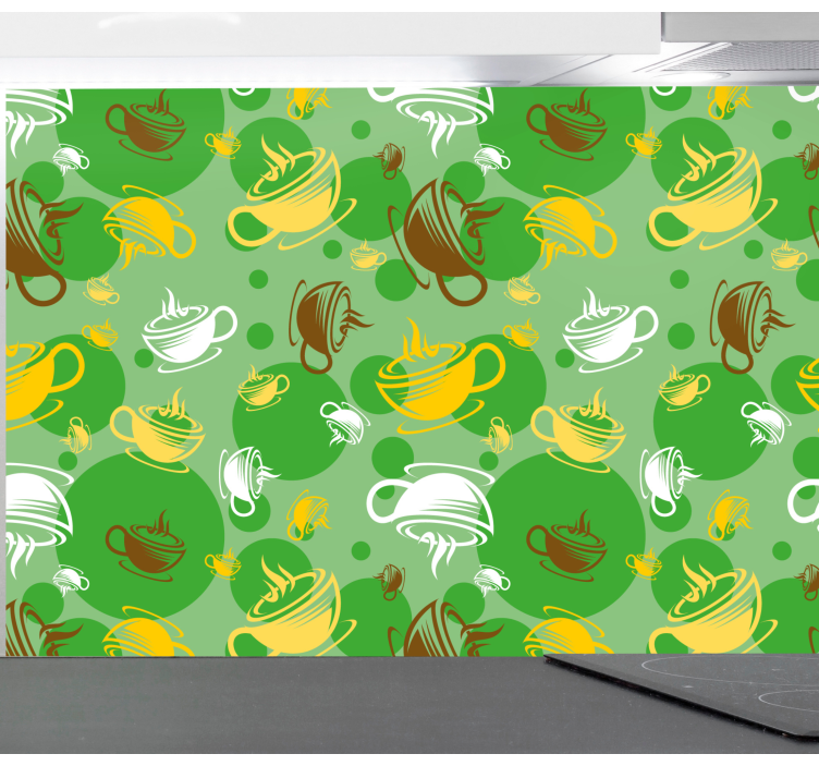 papel de parede para cozinha coleção de xícaras de café - TenStickers