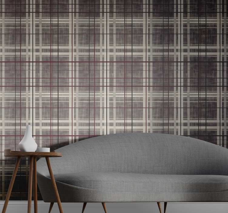 Papel de parede quadrados padrão escocês com efeito de pedra - TenStickers