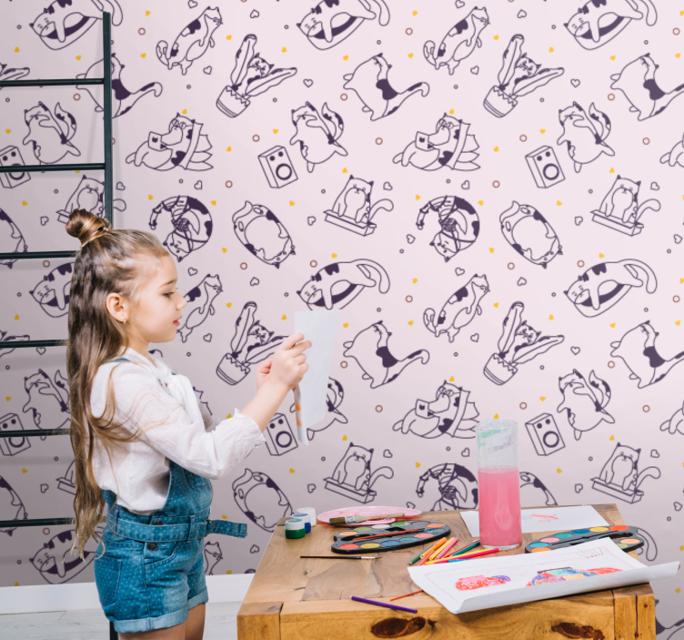 papel de parede quarto de bebé arte de linha lúdica - TenStickers