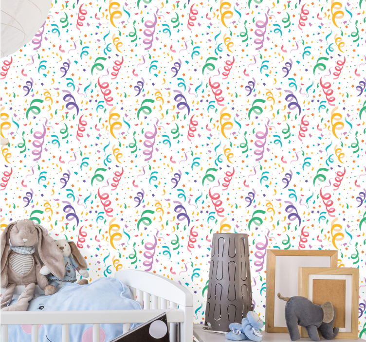 papel de parede quarto de bebé design de confete festivo - TenStickers