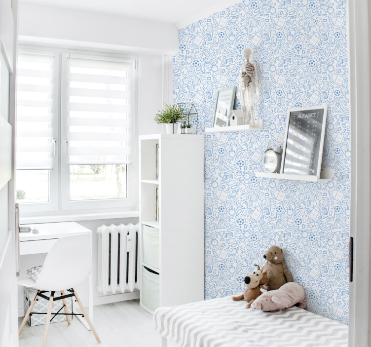 papel de parede quarto de bebé padrão de doodle de esportes - TenStickers